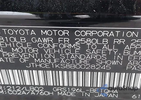 2011 Lexus Gs 350 from USA, damaged, VIN JTHCE1KS8B0028245